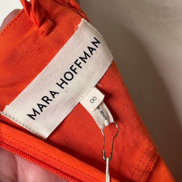 NWT MARA HOFFMAN Paula cutout linen-blend midi dress in orange papaya 00 - Picture 7 of 12